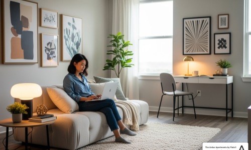 laptop-ready living room - apartments for remote workers