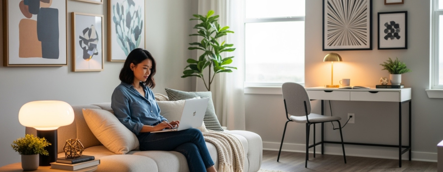 laptop-ready living room - apartments for remote workers laptop-ready living room - apartments for remote workers