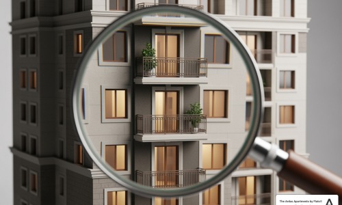 Magnifying glass over apartment building - apartment complexes in chicago il