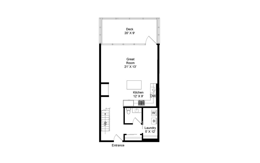 E2 - 3 bedroom floorplan layout with 2 baths and 1461 to 1463 square feet. (Floor 1)
