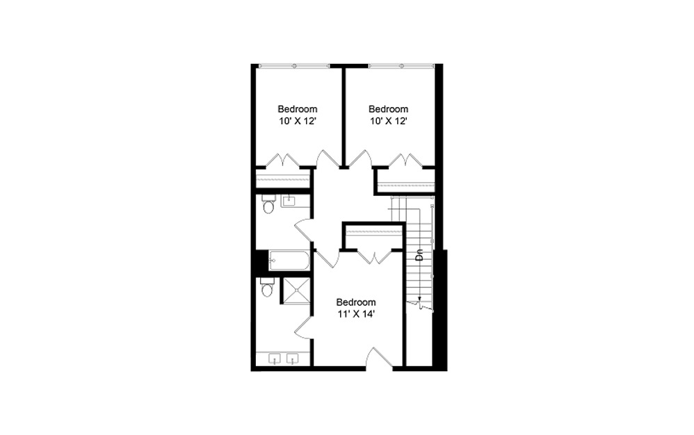 E3 - 3 bedroom floorplan layout with 2 baths and 1460 square feet. (Floor 2)