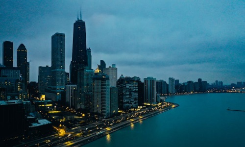 Chicago cityscape with skyline and bars - sports bars south loop chicago Chicago cityscape with skyline and bars - sports bars south loop chicago
