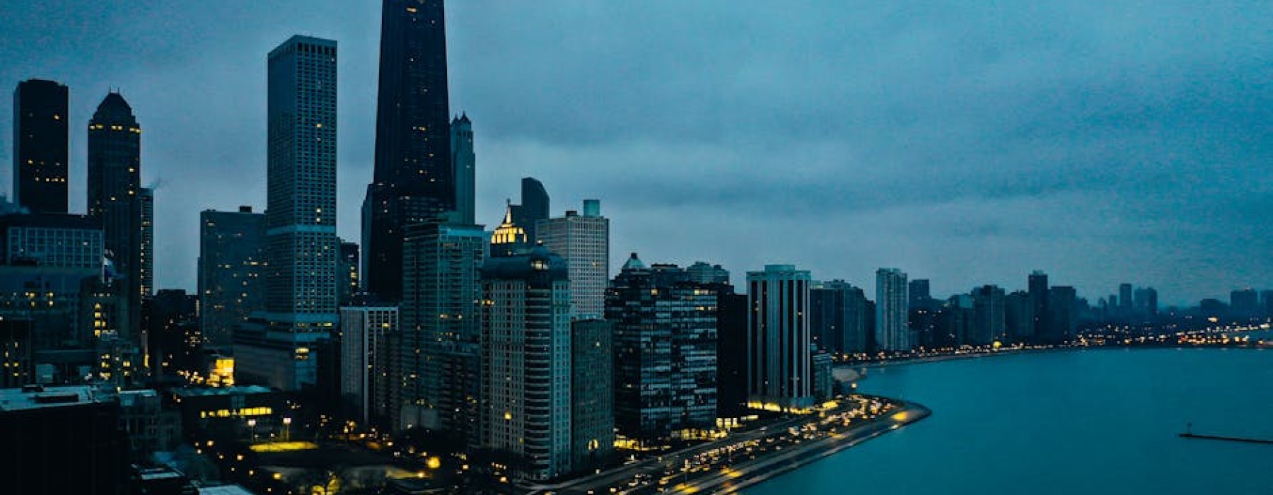 Chicago cityscape with skyline and bars - sports bars south loop chicago